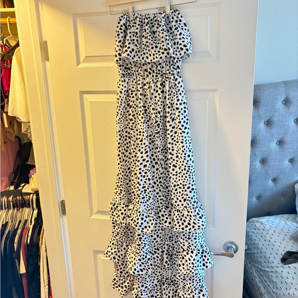 Amazon Black and White Polka Dot Ruffle Dress